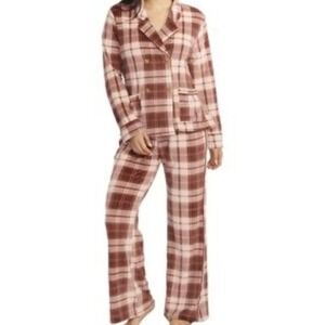 Kilo Brava Cozy XL Plaid Fleece‎ Pajama Set Loungewear Double Breasted Top Pants